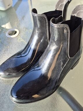 London Fog Glossy Black Chelsea Rain Boots